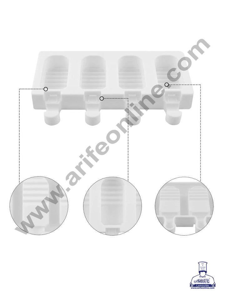 Cake Decor 4 Cavity Half Grooves Shape Silicone Popsicle And Cakesicle Molds Easy Ice Cream Bar Mould SBSM-741