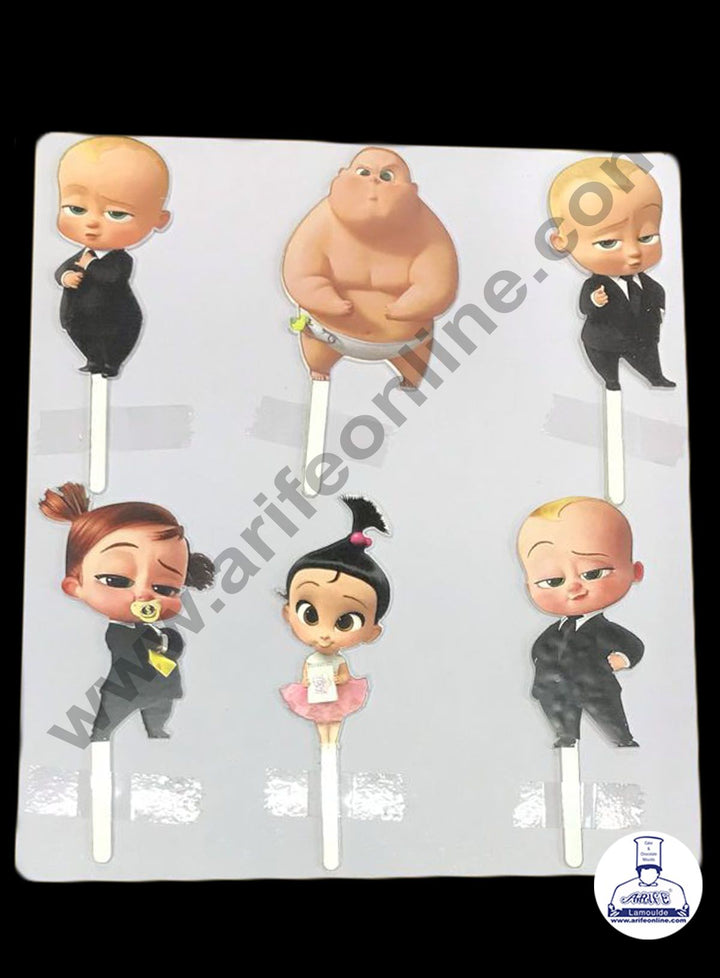 Cake Decor 4 Inches Digital Printed Cake Toppers - 6 Pc Baby Boss Theme
