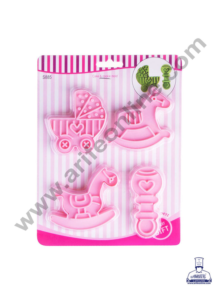 Cake Decor 4 Pc Baby Theme Plastic Biscuit Cutter Plunger Cutter