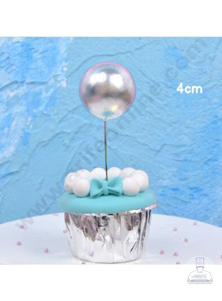 Cake Decor 4 cm Silver Balls Topper For Cake and Cupcake Decoration - (10pcs Pack)
