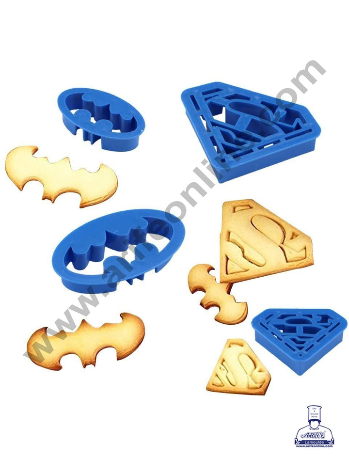 Cake Decor 4pc Super Hero Batman Superman Logo Plastic Cookie Cutter Fondant Cutter Gumpaste Cutter