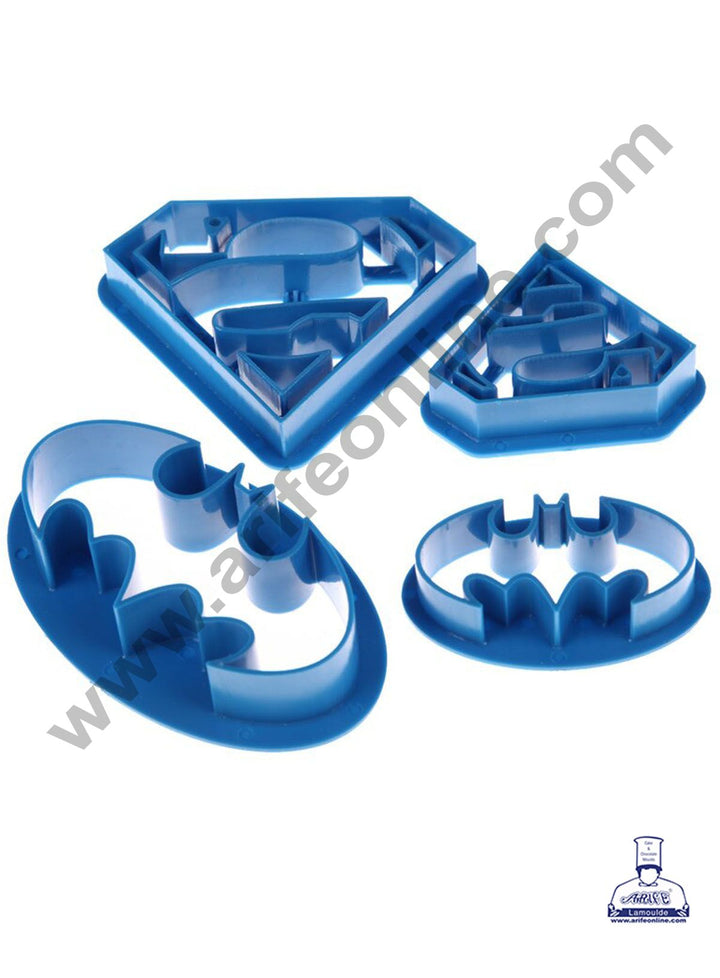Cake Decor 4pc Super Hero Batman Superman Logo Plastic Cookie Cutter Fondant Cutter Gumpaste Cutter