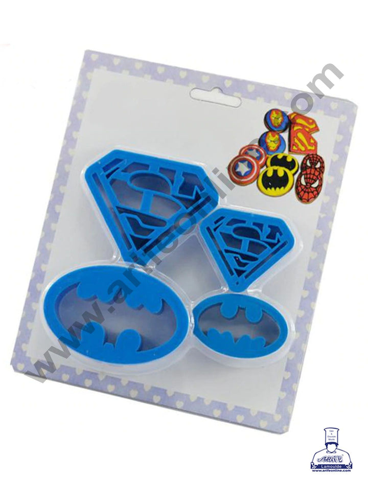 Cake Decor 4pc Super Hero Batman Superman Logo Plastic Cookie Cutter Fondant Cutter Gumpaste Cutter