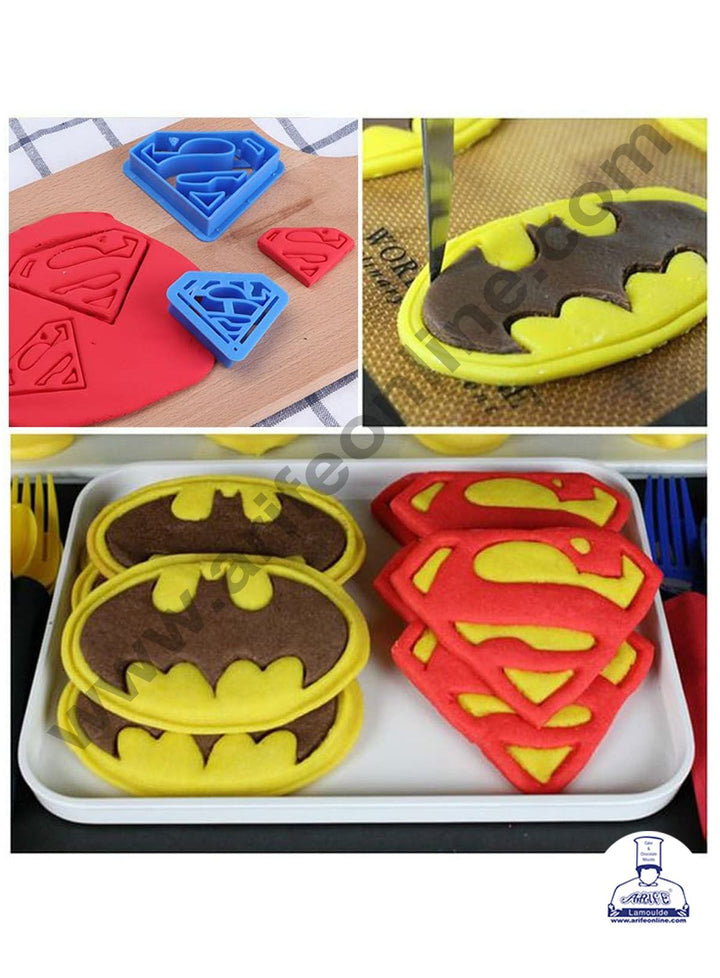 Cake Decor 4pc Super Hero Batman Superman Logo Plastic Cookie Cutter Fondant Cutter Gumpaste Cutter
