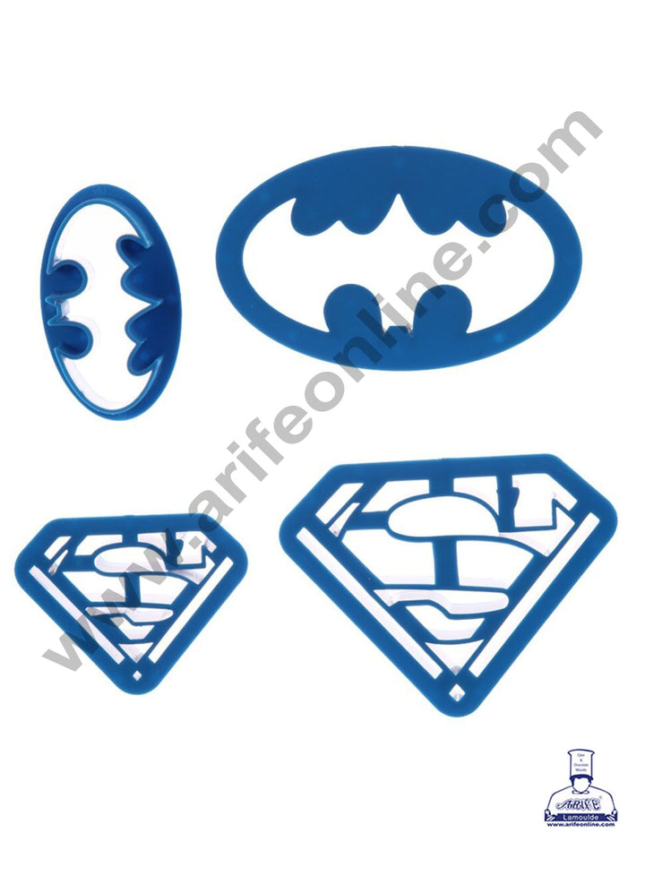 Cake Decor 4pc Super Hero Batman Superman Logo Plastic Cookie Cutter Fondant Cutter Gumpaste Cutter