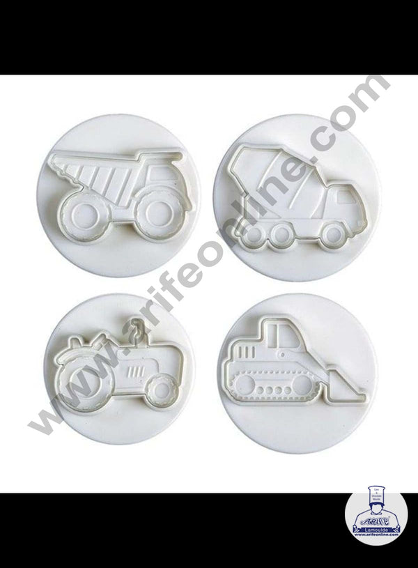 Cake Decor 4pcs Construction transportation Vehicles Shape Cake Plunger Cutters Fondant Tool SBDT-1955