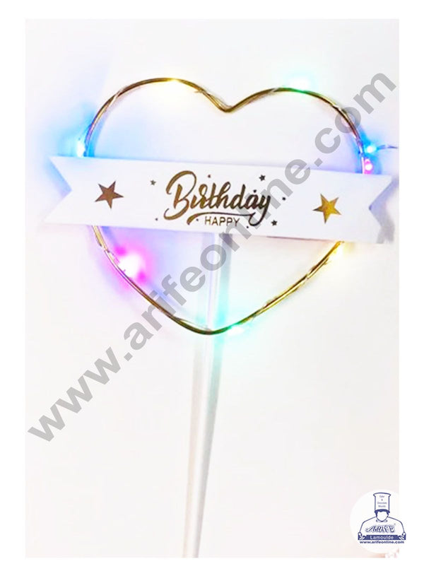 Cake Decor 5 Inch LED Cake Topper Heart Shape Happy Birthday
