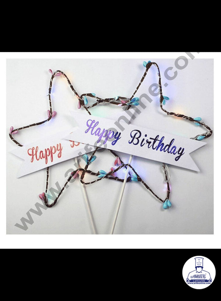Cake Decor 5 Inch LED Cake Topper Star Shape Happy Birthday