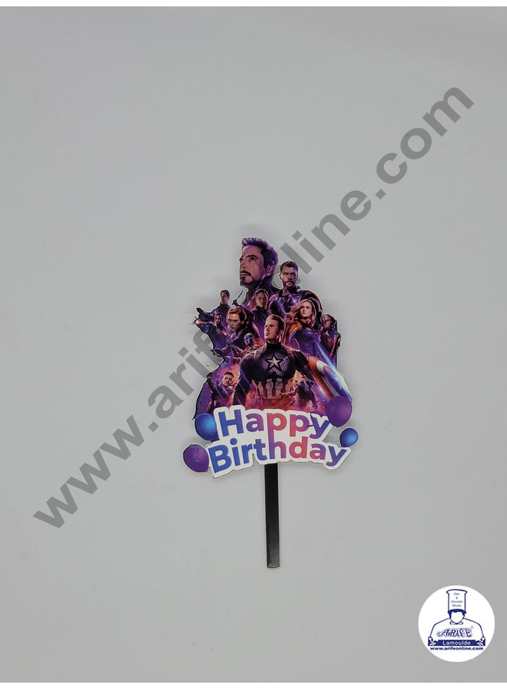 Cake Decor 5 Inches Digital Printed Cake Toppers - Happy Birthday Avengers Theme