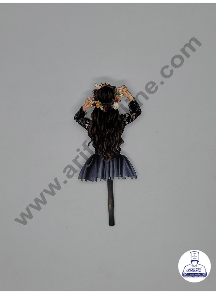 Cake Decor 5 Inches Digital Printed Cake Toppers - Lady with Flower Crown