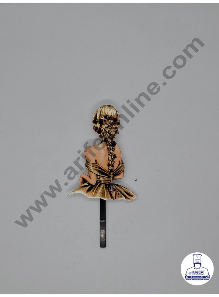 Cake Decor 5 Inches Digital Printed Cake Toppers - Lady with Golden Clothe