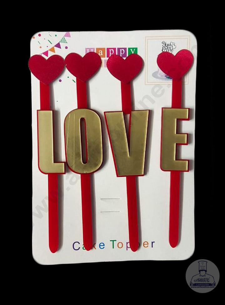Cake Decor 5 inch Acrylic Stick Cake Topper - Valentine Love