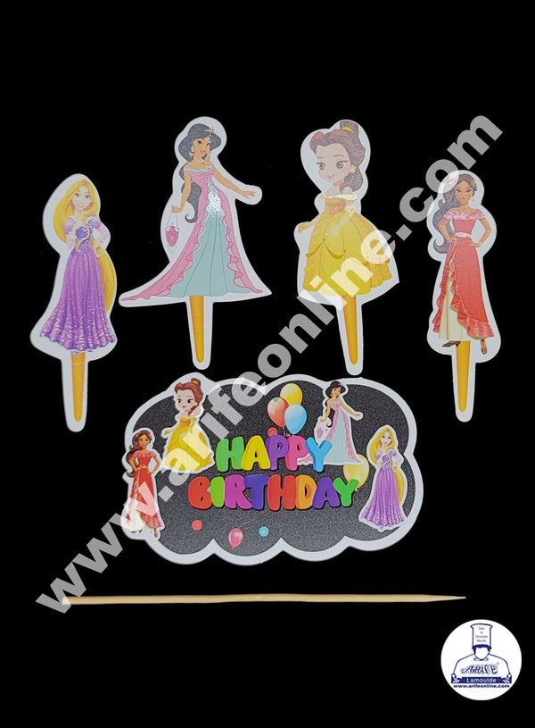 Cake Decor 5 pcs Happy Birthday Barbie Theme Paper Topper For Cake And Cupcake
