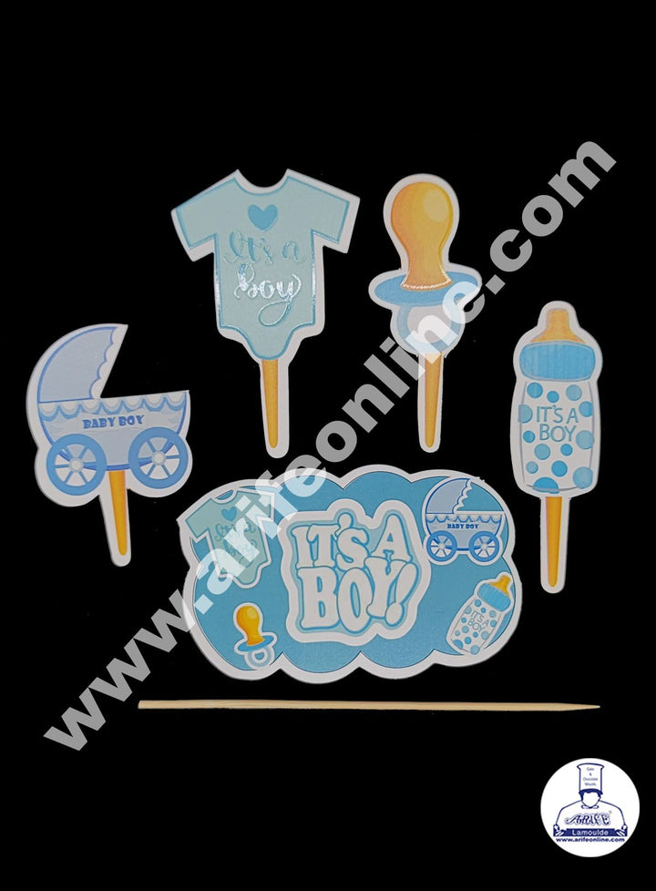 Cake Decor 5 pcs Its A Boy Theme Paper Topper For Cake And Cupcake