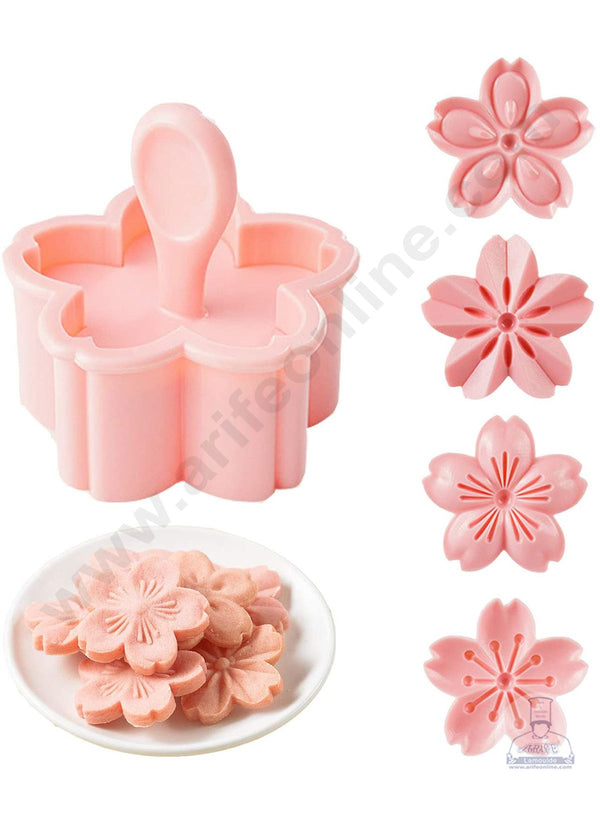 Cake Decor 5pcs Sakura Cherry Blossom Flower Shape Cake Plastic Stamp Biscuit Cutter Fondant Tool Cutter (SBS-820)