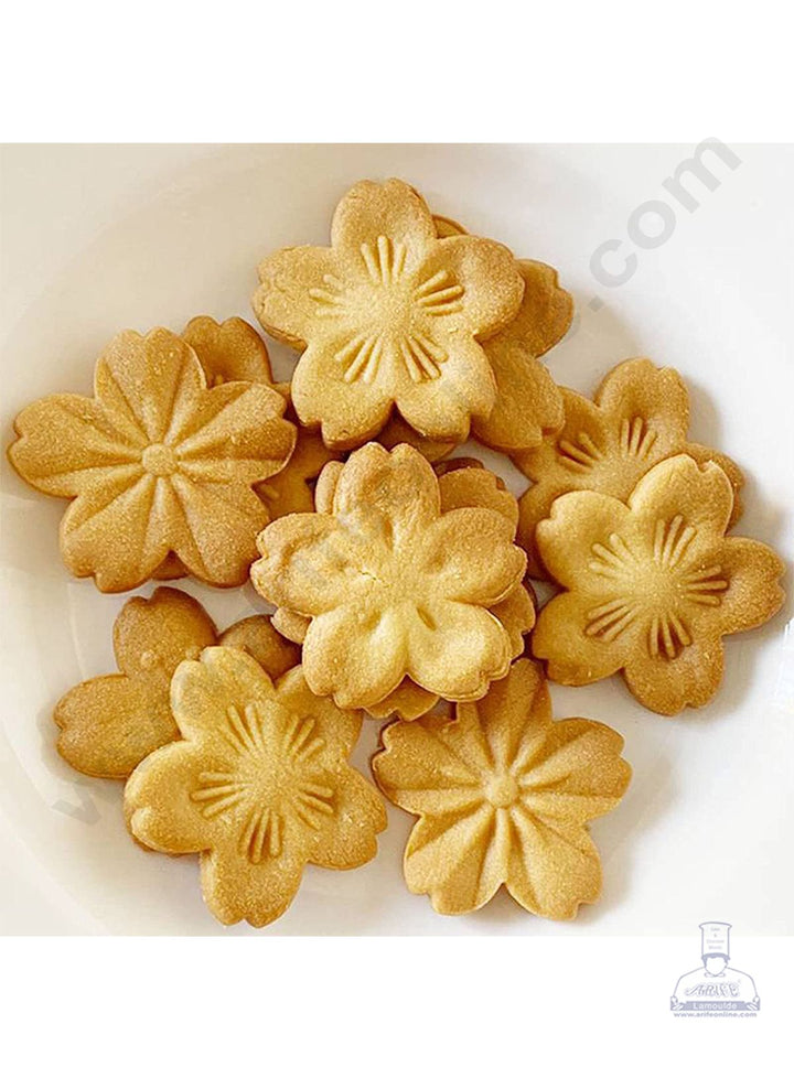Cake Decor 5pcs Sakura Cherry Blossom Flower Shape Cake Plastic Stamp Biscuit Cutter Fondant Tool Cutter (SBS-820)