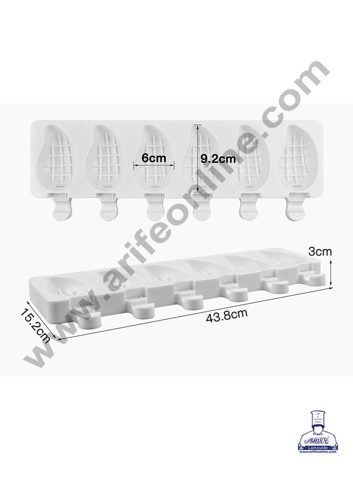 Cake Decor 6 Cavity Mango Shape Silicone Popsicle And Cakesicle Molds Easy Ice Cream Bar Mould SBSM-740