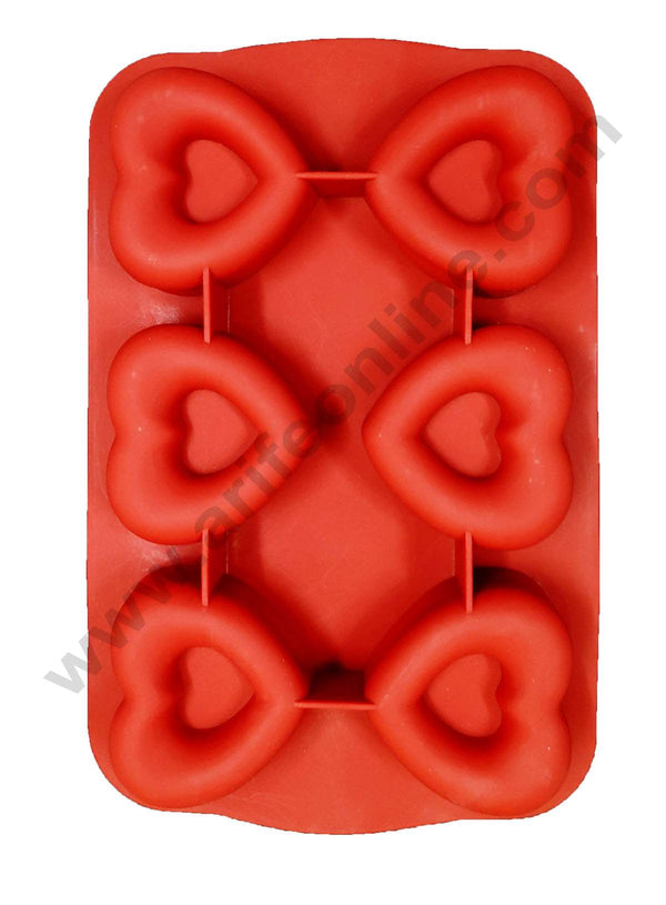 Cake Decor 6 Cavity Silicon Heart in Heart Muffin Cupcake Silicon Mould