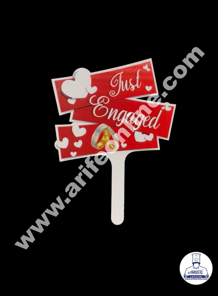 Cake Decor 6 Inches Digital Printed Cake Toppers - Just Engaged