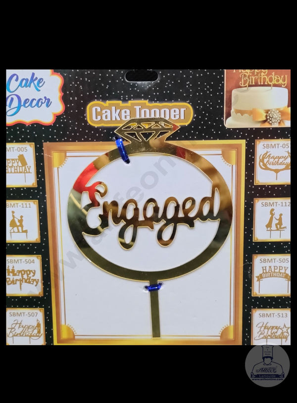 Cake Decor 6 inch Acrylic Finishing Cake Topper - Engaged (SBMT-837)