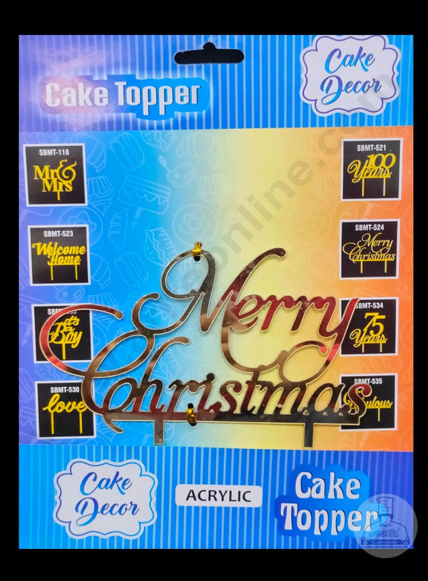 Cake Decor 6 inch Acrylic Finishing Cake Topper - Merry Christmas (SBMT-834)
