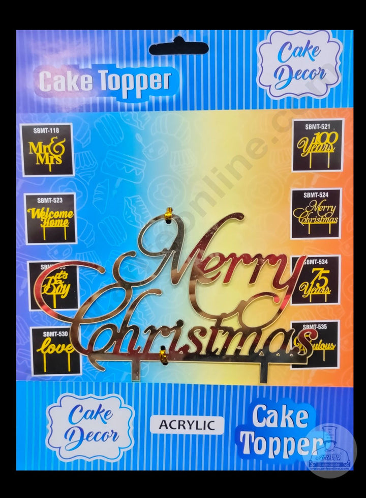 Cake Decor 6 inch Acrylic Finishing Cake Topper - Merry Christmas (SBMT-834)
