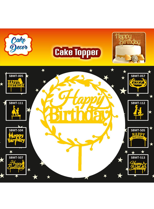 Cake Decor 6 inch Mirror Finishing Acrylic Cake Topper Happy Birthday Round