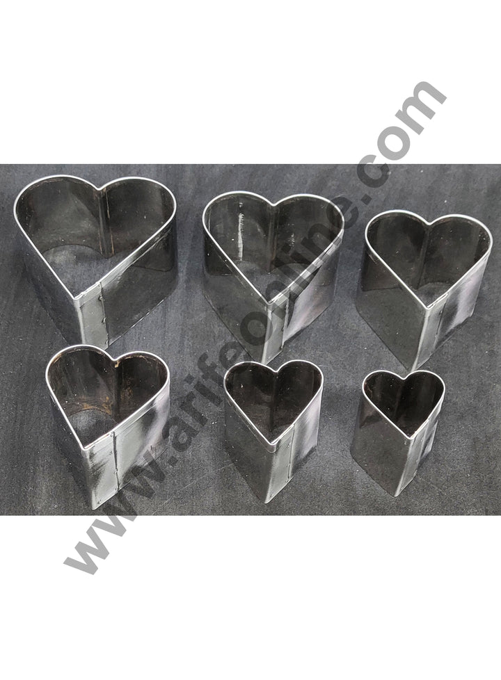 Cake Decor 6Pcs Heart Shape Stainless Steel Cookie Cutter, Cutter Bakeware Mould Biscuit