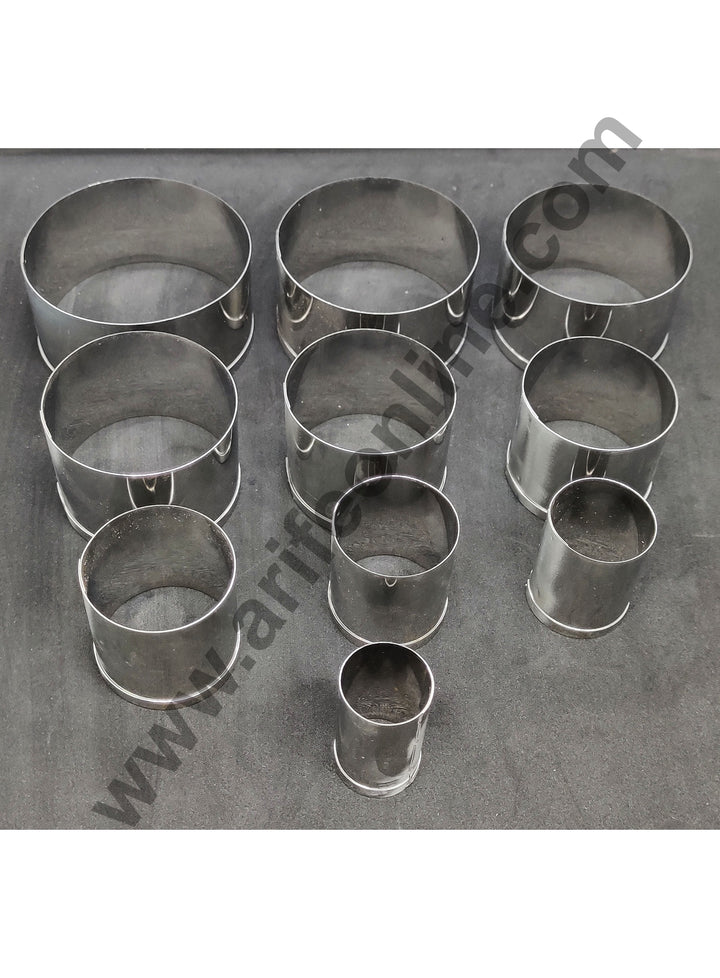 Cake Decor 10Pcs Round Shape Stainless Steel Cookie Cutter, Cutter Bakeware Mould Biscuit