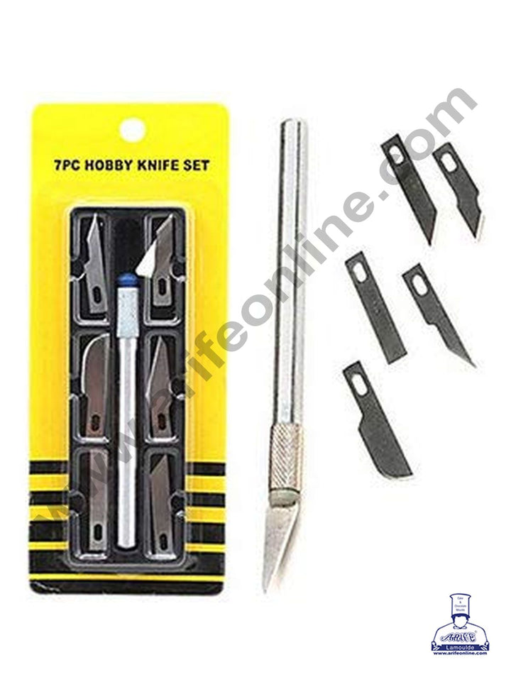 Cake Decor 7 Pcs / Set Hobby Knife Set With 6 Interchangeable Sharp Blades Crafts Steel Knife Cutter Tool Multi function Tools