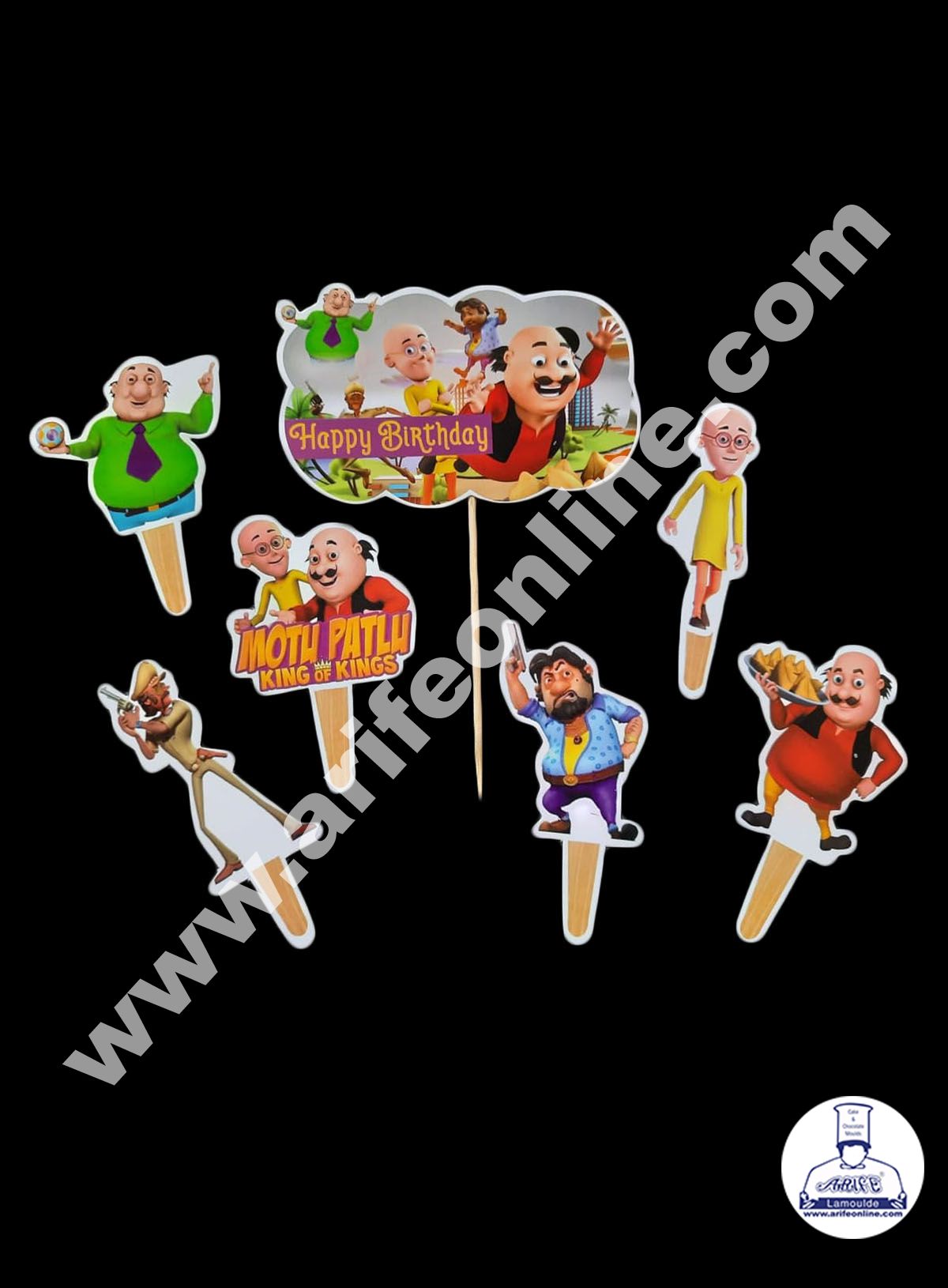 Cake Decor 7 pcs Happy Birthday Motu Patlu Theme Paper Topper For Cake ...