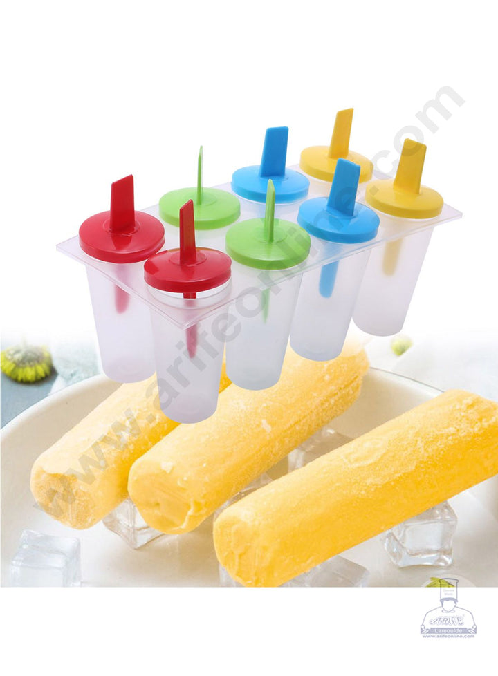 Cake Decor 8 Cavity Popsicle Plain Handle Plastic Kulfi Maker Mould