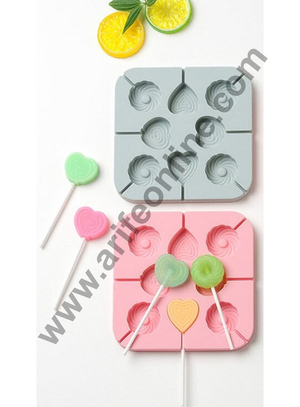Cake Decor 8 Cavity Silicone Lollipop Mould Frill Round Heart Silicon Jelly Candy Moulds
