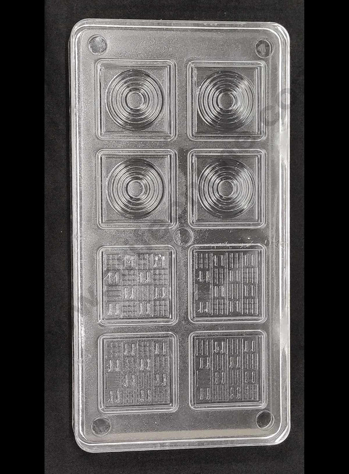 Cake Decor 8 Cavity Square Circular Shape Shallow Small Polycarbonate Chocolate Mould