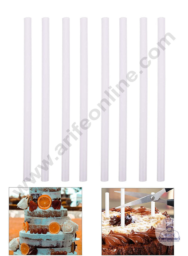 Cake Decor 8 Pcs Plastic White Dowel Rods for Tiered Cake Construction (29.5 cm X 1.5 cm)