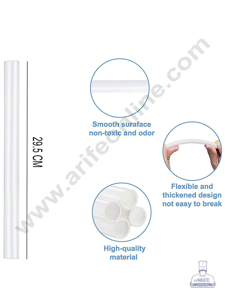 Cake Decor 8 Pcs Plastic White Dowel Rods for Tiered Cake Construction (29.5 cm X 1.5 cm)