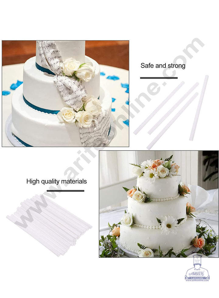 Cake Decor 8 Pcs Plastic White Dowel Rods for Tiered Cake Construction (29.5 cm X 1.5 cm)