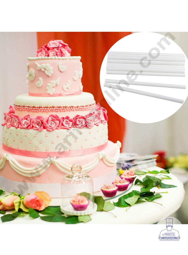 Cake Decor 8 Pcs Plastic White Dowel Rods for Tiered Cake Construction (29.5 cm X 1.5 cm)