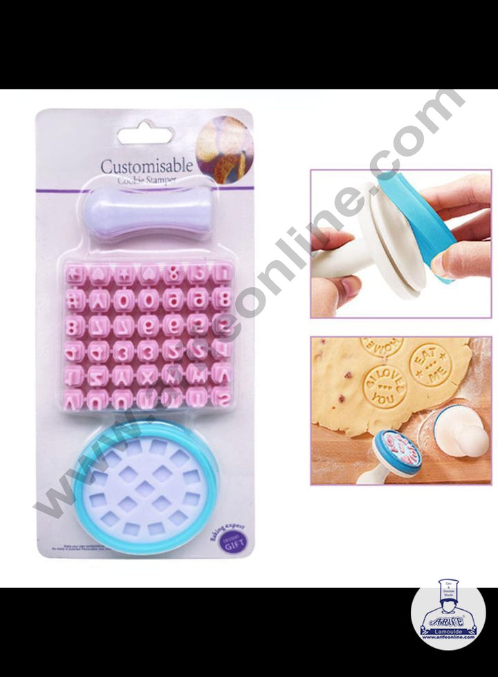 Cake Decor 86 pcs Plastic Mini Alphabet Number letter Customisable Cookie Stamper Cutters Set For Cake Decoration Baking Tool (SBY231)