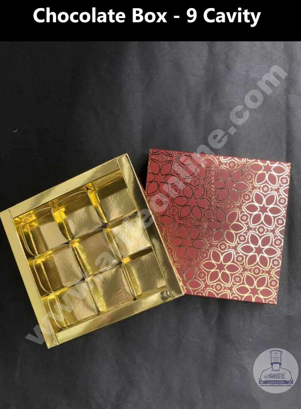 Cake Decor 9 Cavity Foiling Chocolate Boxes Set of 10 Pieces (SBBX-FL-108)