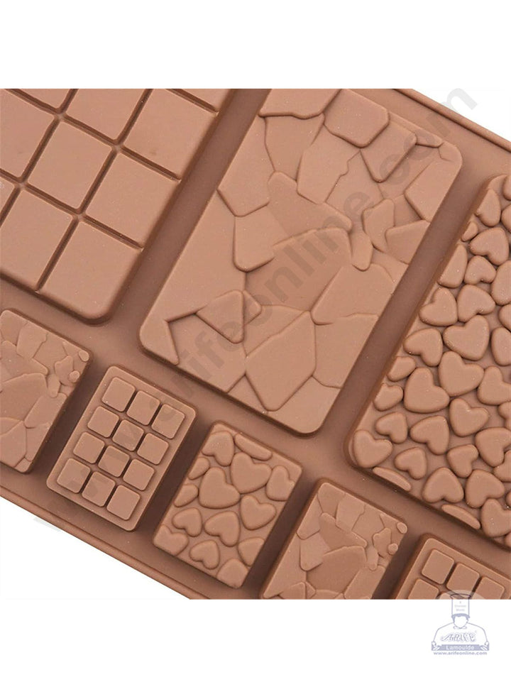 Cake Decor 9 Cavity Multi Shapes Bar Silicone Chocolate Mold ( SBCM-714)