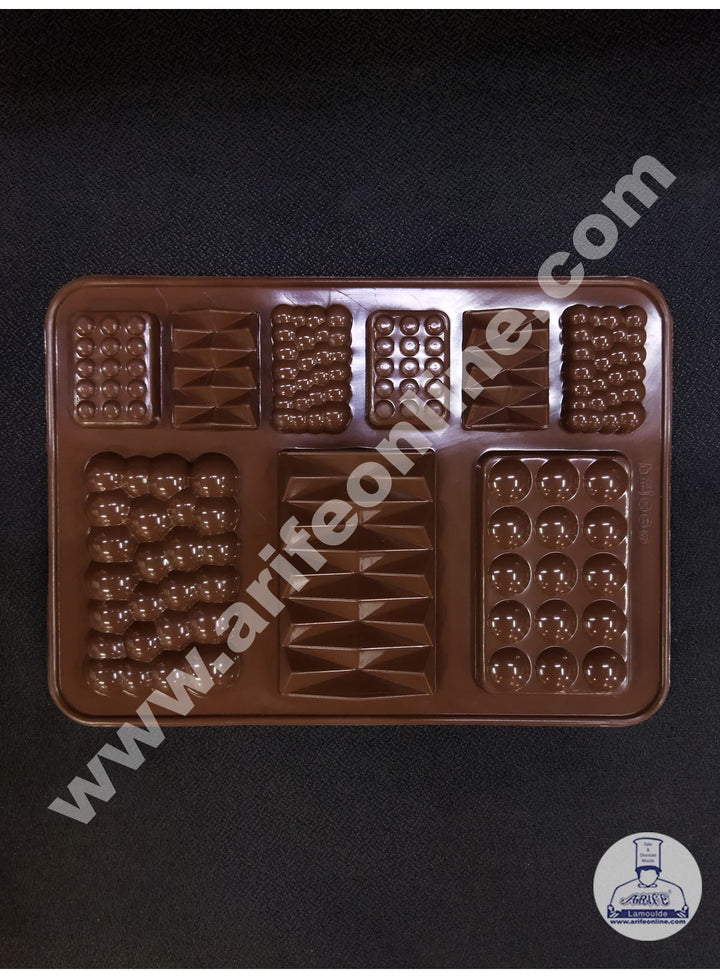 Cake Decor 9 Cavity Multi Shapes Bar Silicone Chocolate Mold ( SBCM-716)
