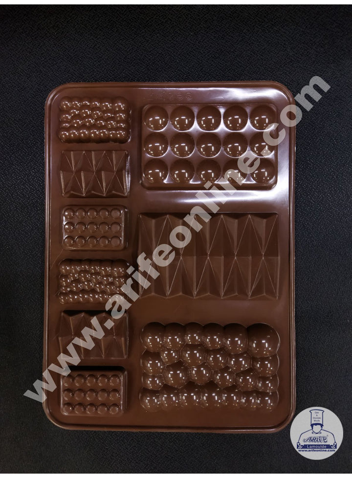 Cake Decor 9 Cavity Multi Shapes Bar Silicone Chocolate Mold ( SBCM-716)