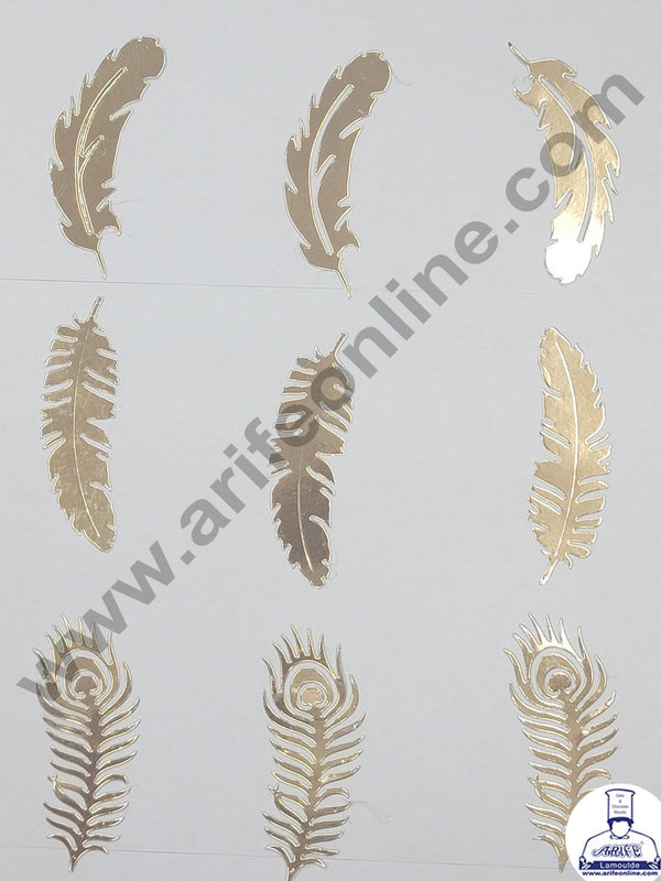 Cake Decor 9 pcs Golden Feather Paper Topper For Cake And Cupcake Decoration