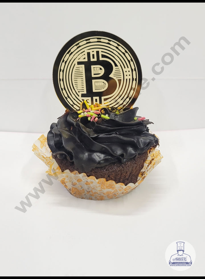 Cake Decor Acrylic Bitcoin Coin Topper for Cake and Cupcakes ( SBMT-Coin-024 )