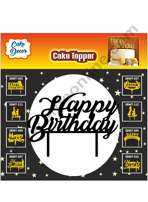 Cake Decor Acrylic Finishing Black Cake Topper Happy Birthday