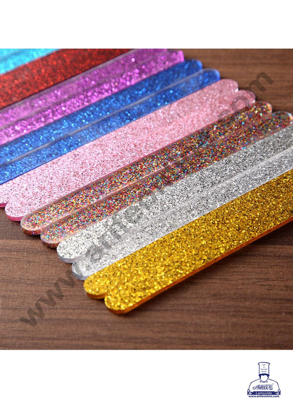 Cake Decor Acrylic Glitter Ice Cream Sticks For Cakesicle Popsicle and Candy - Multicolor ( 10pcs )