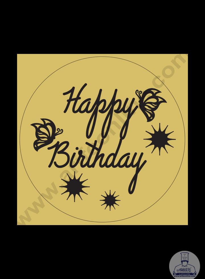 Cake Decor Acrylic Happy Birthday Coin Topper for Cake and Cupcakes ( SBMT-Coin-003 )