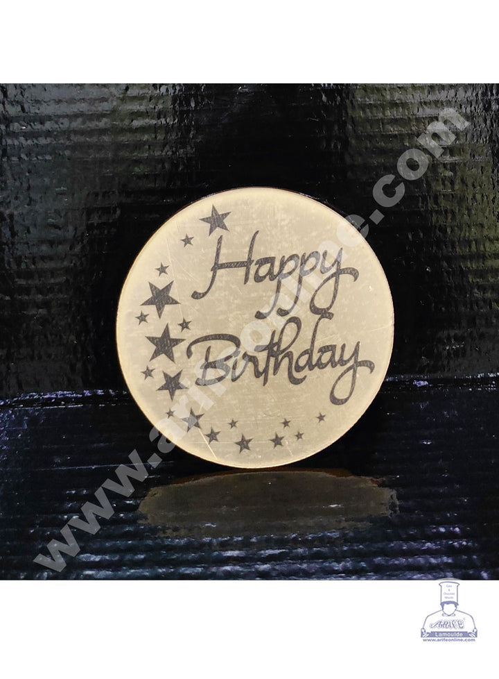 Cake Decor Acrylic Happy Birthday Coin Topper for Cake and Cupcakes ( SBMT-Coin-010 )