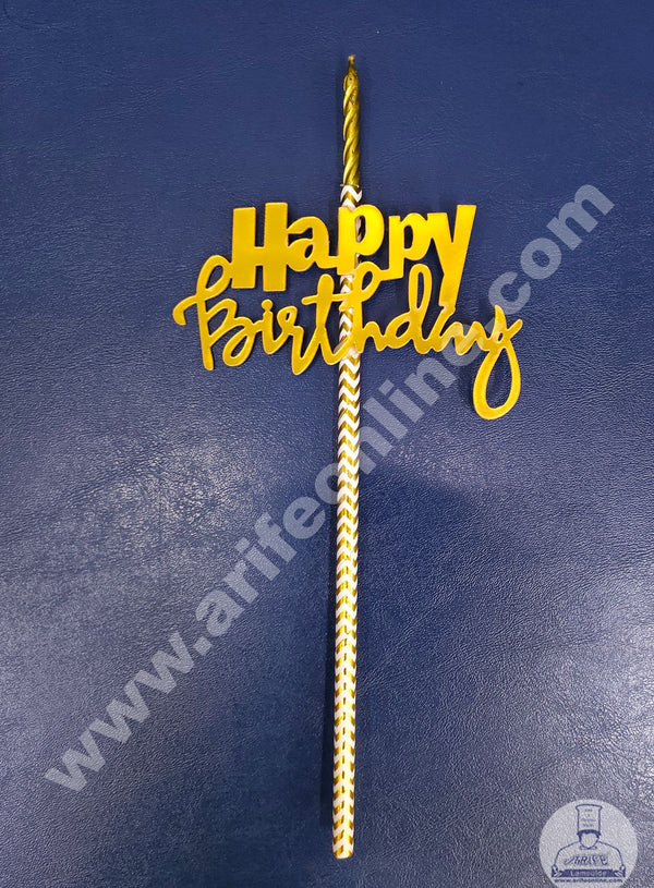 Cake Decor Acrylic Happy Birthday Topper with Candle For Cake And Cupcake ( SBMT-ATC-001 )